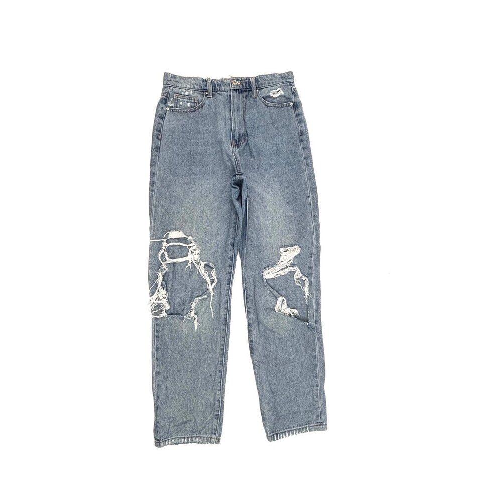 RSQ Straight Leg Distressed Women's size 7 Medium Wash Blue Denim Jeans